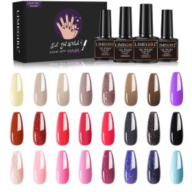 Limegirl Gel Nail Polish Kit Pink Glitter Pop Summer 40/24 Colors Semi-Permanent UV Led Gel Varnish Soak Nails (Color: ZH243-3)