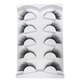 New 5Pairs High Quality Faux Eyelashes Handmade 3D Winged Natural Long Lashes Soft Cat Eye Fake Eyelash For Eye Makeup Wholesale (Color: ZY19978-X160)