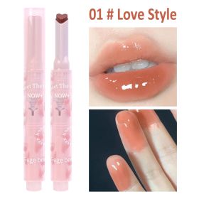 Jelly Mirror Lipstick Makeup Love Shape Waterproof Non-stick Cup Solid Lip Gloss Clear Long Lasting Moisturizing Lipstick Pen (Color: B01 Love Style)